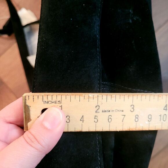 Vintage Boho Suede Fringe Purse Black Ward 1970s Style NEW FLAW READ - Picture 14 of 16